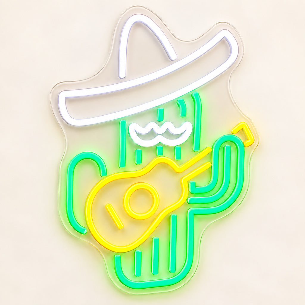 Cowboy Cactus Guitar LED Neon Sign — original product image 06
