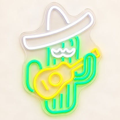 Cowboy Cactus Guitar LED Neon Sign — original product image 06