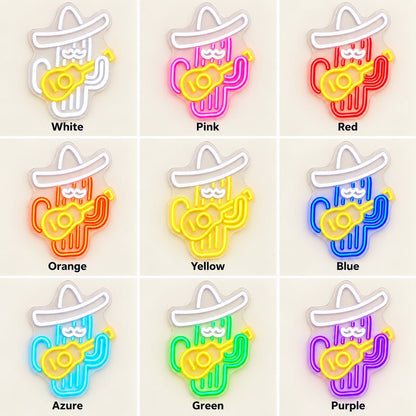 Cowboy Cactus Guitar LED Neon Sign - Shineneon