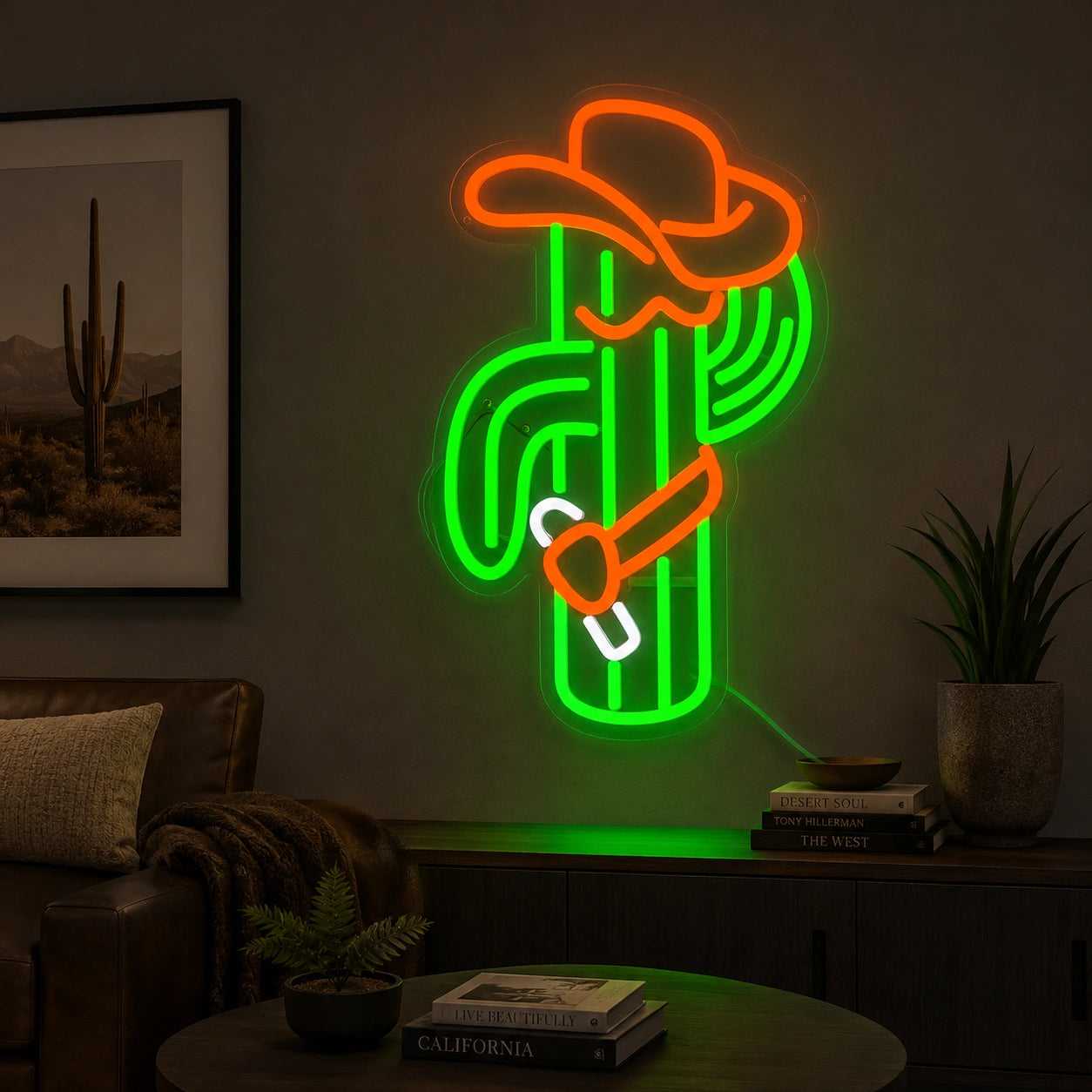 Cowboy Cactus Lasso LED Neon Sign color grid