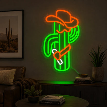 Cowboy Cactus Lasso LED Neon Sign color grid