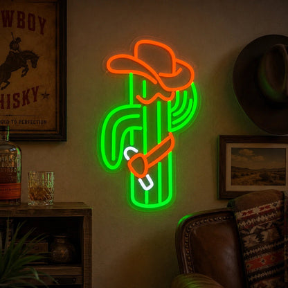 Cowboy Cactus Lasso LED Neon Sign - Shineneon