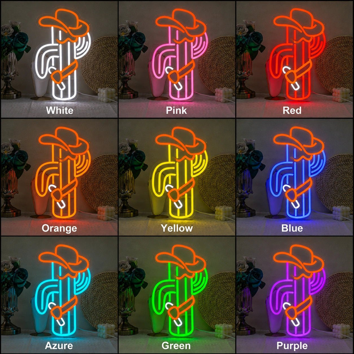 Cowboy Cactus Lasso LED Neon Sign - Shineneon