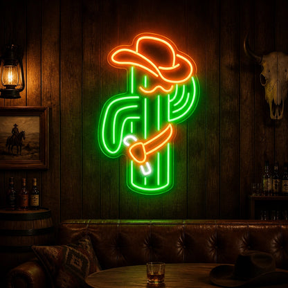 Cowboy Cactus Wall Vintage LED Neon Sign high-converting product image