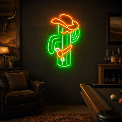 Cowboy Cactus Wall Vintage LED Neon Sign real lifestyle scene