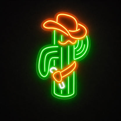 Cowboy Cactus Wall Vintage LED Neon Sign main product image