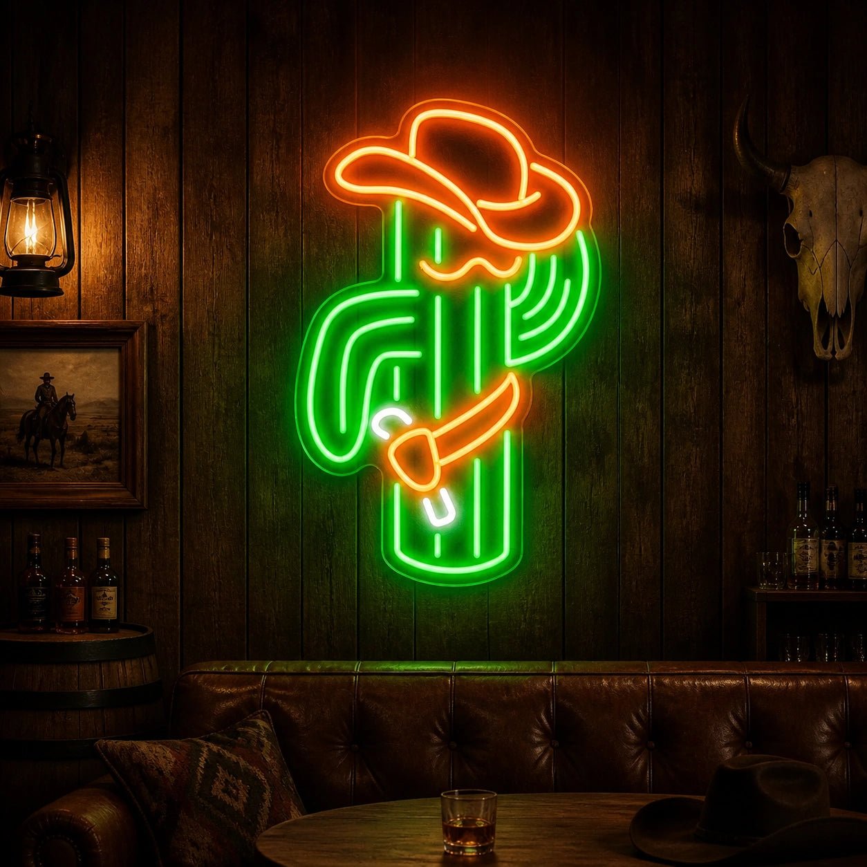 Cowboy Cactus Wall Vintage LED Neon Sign - Shineneon