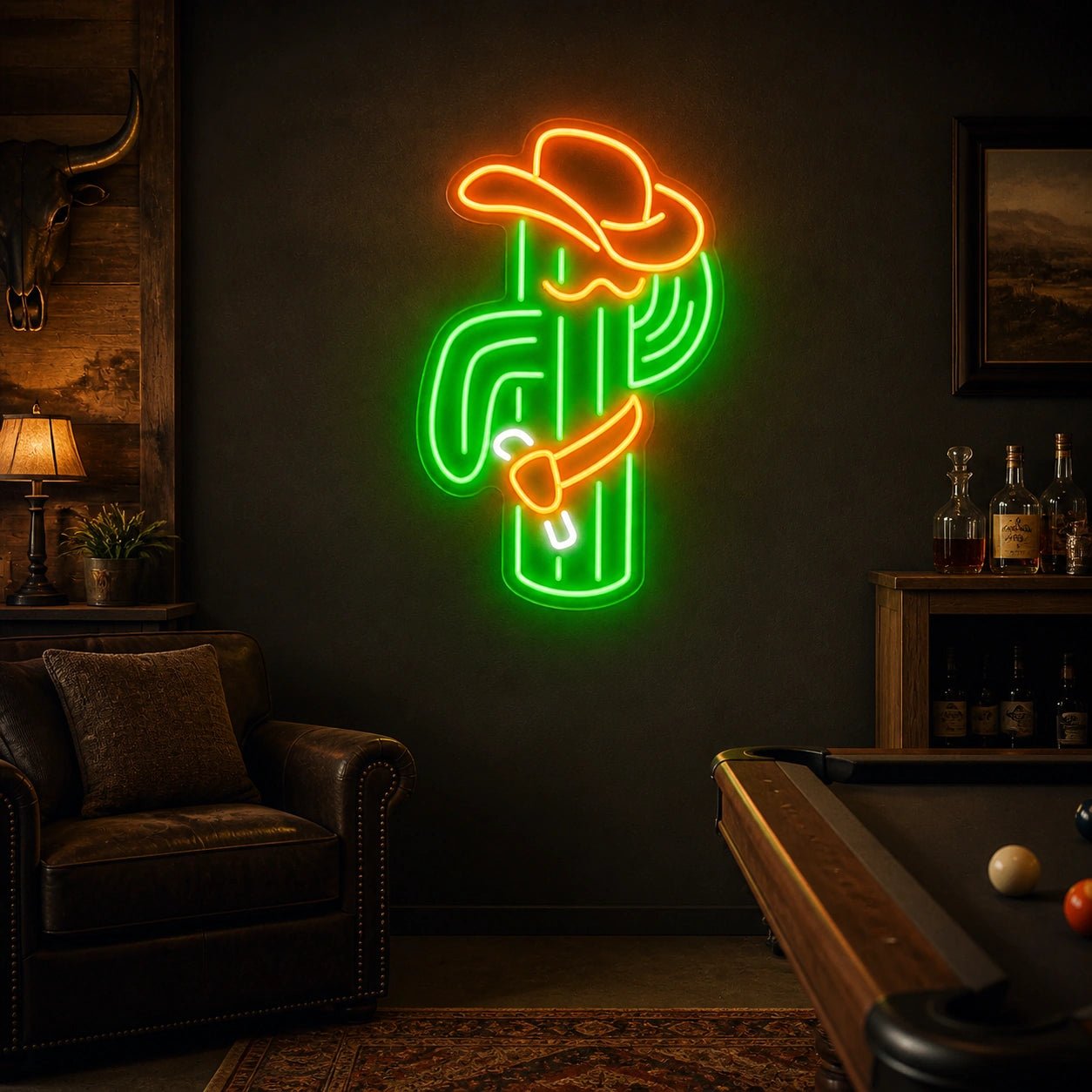 Cowboy Cactus Wall Vintage LED Neon Sign - Shineneon