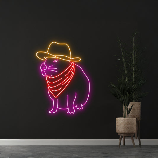 Cowboy Capybara Neon Sign