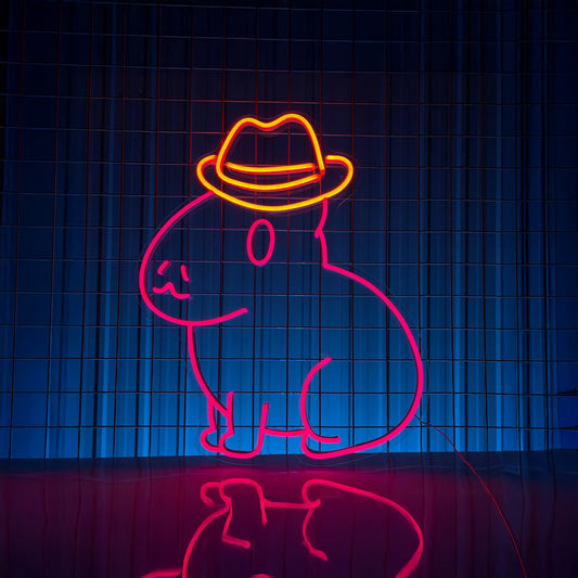 Cowboy Capybara Neon Sign Cowboy Hat Capybara Led Light