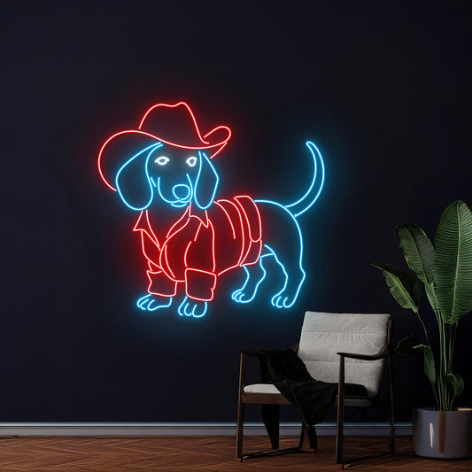 Cowboy Dachshund Neon Sign