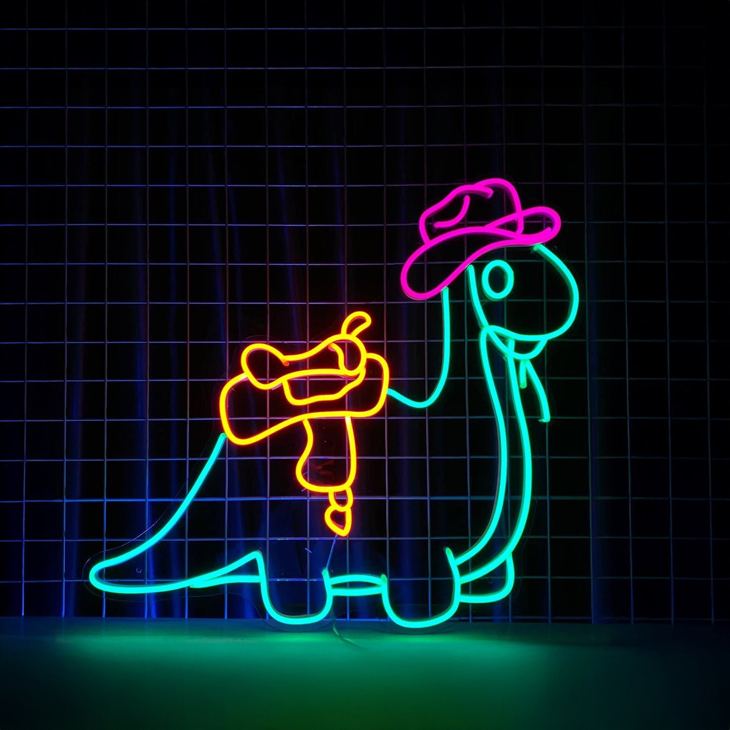 Cowboy Dinosaur Neon Sign Dinosaur Cowboy Led Light