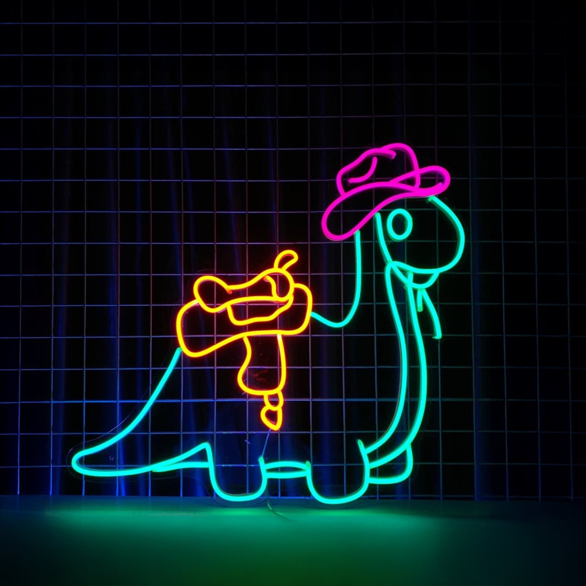 Cowboy Dinosaur Neon Sign Dinosaur Cowboy Led Light - Shineneon