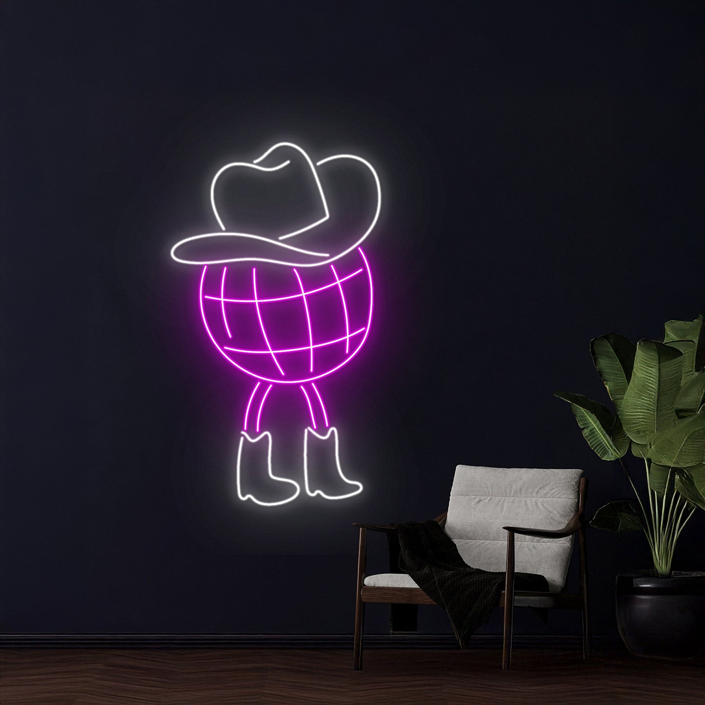 Cowboy Disco Ball Led Sign