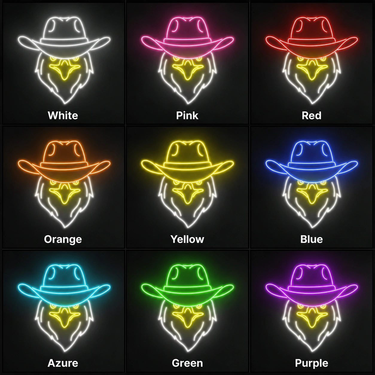Cowboy Eagle Head Neon Sign LED Neon Sign color grid