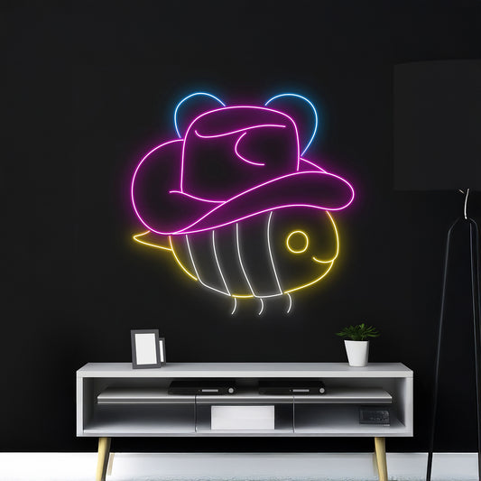 Cowboy Fish Neon Light Western Fish Neon Sign