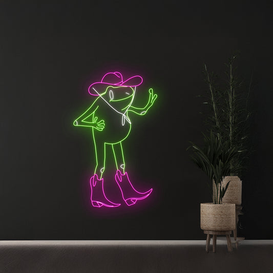 Cowboy Frog Neon Sign Western Frog Led Lights