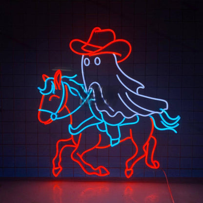 Cowboy Ghost Riding A Horse Led Neon Sign Led Decor | Shineneon
