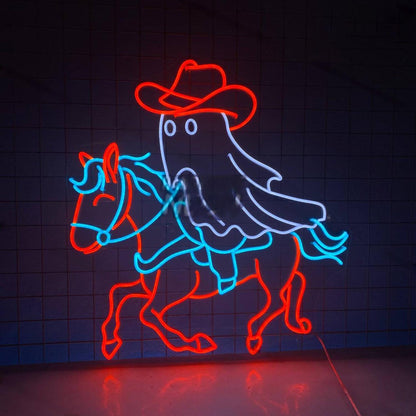 Cowboy Ghost Riding A Horse Led Neon Sign Led Decor | Shineneon