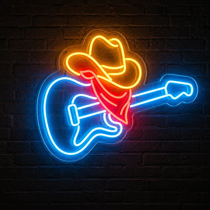 Cowboy Guitar Vintage LED Neon Sign main product image