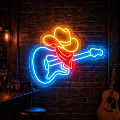 Cowboy Guitar Vintage LED Neon Sign - Shineneon