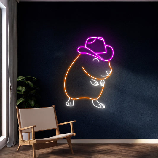 Cowboy Hamster Neon Light