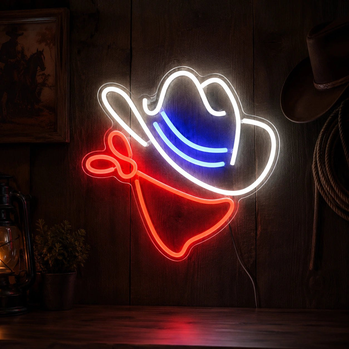 Cowboy Hat And Bandana LED Neon Sign - Shineneon