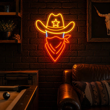 Cowboy Hat Bandana LED Neon Sign real lifestyle scene