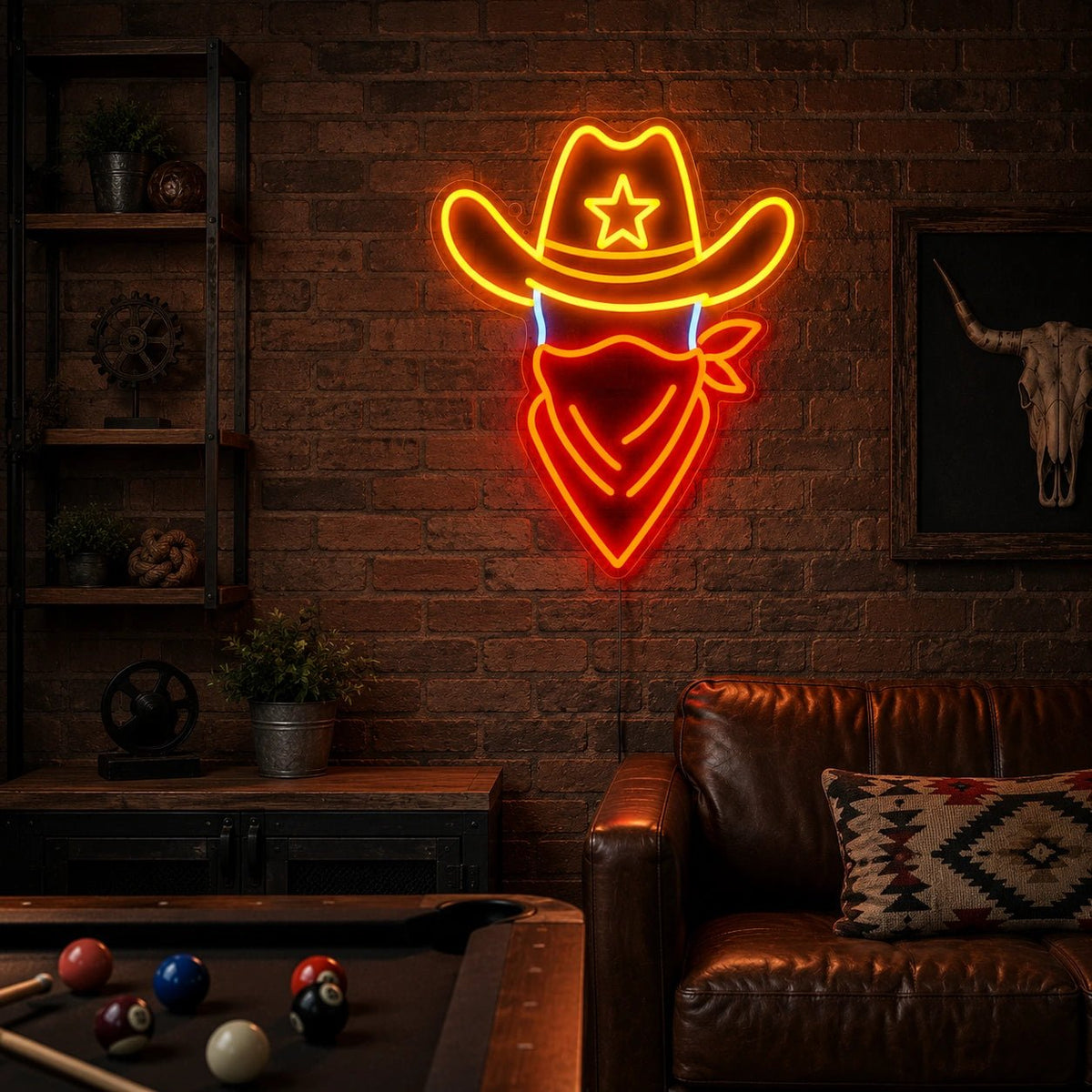 Cowboy Hat Bandana LED Neon Sign - Shineneon