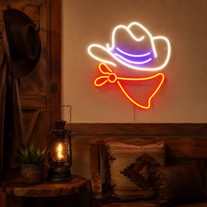 Cowboy Hat Bandana LED Neon Sign Garage Neon Sign size image