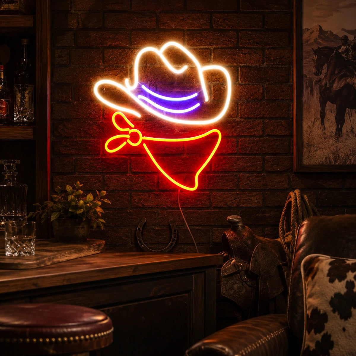 Cowboy Hat Bandana LED Neon Sign Garage Neon Sign - Shineneon