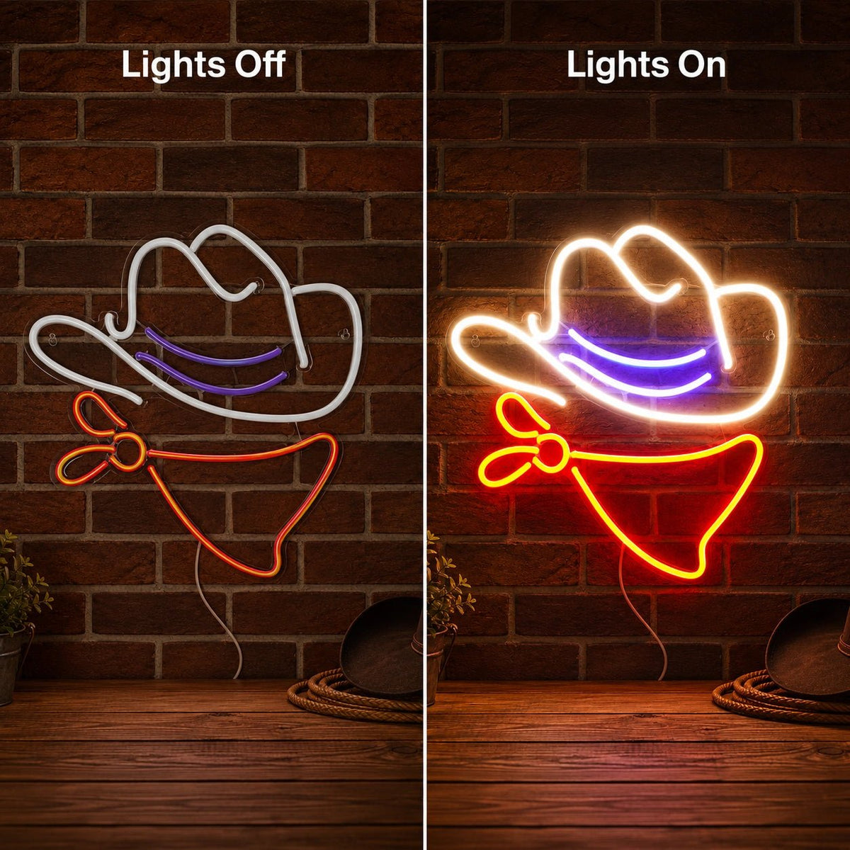 Cowboy Hat Bandana LED Neon Sign Garage Neon Sign - Shineneon