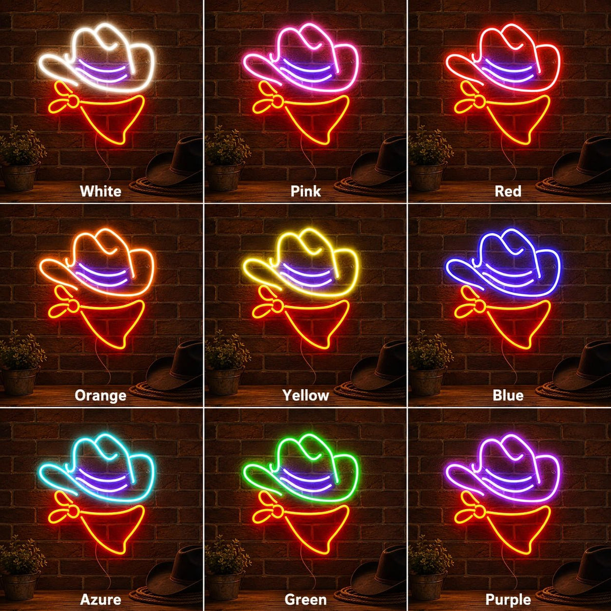 Cowboy Hat Bandana LED Neon Sign Garage Neon Sign - Shineneon