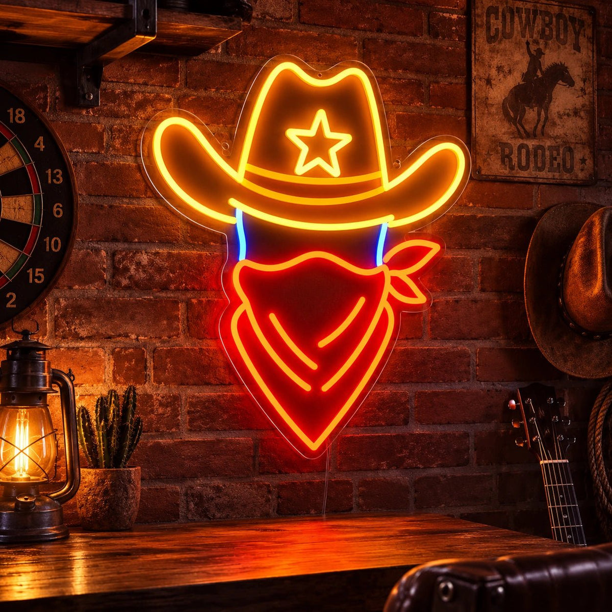 Cowboy Hat Bandana LED Neon Sign Man Cave Neon Sign - Shineneon