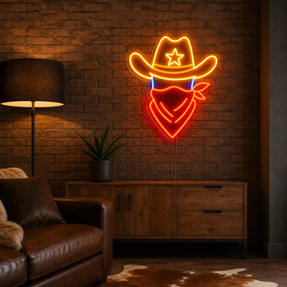 Cowboy Hat Bandana LED Neon Sign Man Cave Neon Sign - Shineneon