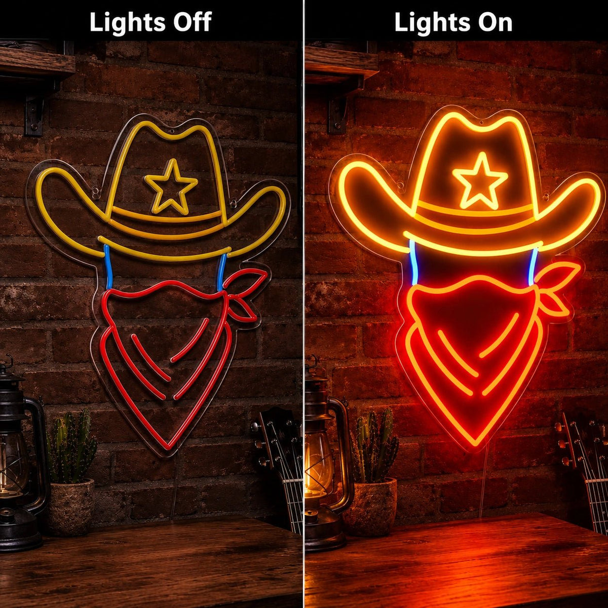 Cowboy Hat Bandana LED Neon Sign Man Cave Neon Sign - Shineneon