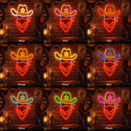 Cowboy Hat Bandana LED Neon Sign Man Cave Neon Sign - Shineneon