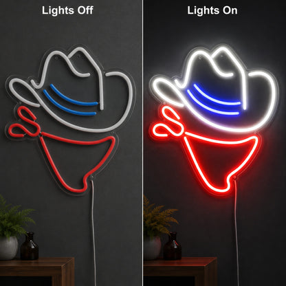 Cowboy Hat Bar Neon Sign LED Neon Sign day and night comparison