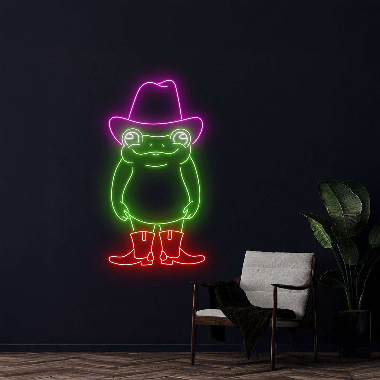 Cowboy Hat Boots Frog Led Sign Room Wall Decor