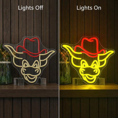 Cowboy Hat Bull Head LED Neon Sign - Shineneon