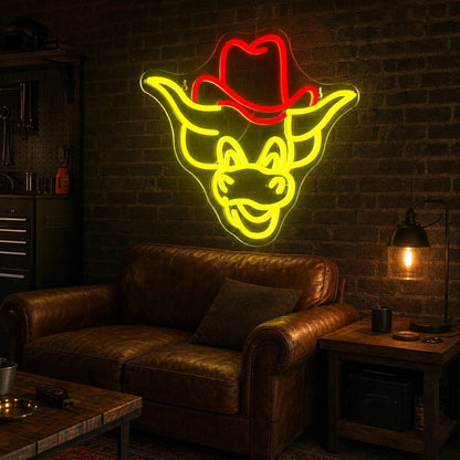 Cowboy Hat Bull Head LED Neon Sign - Shineneon