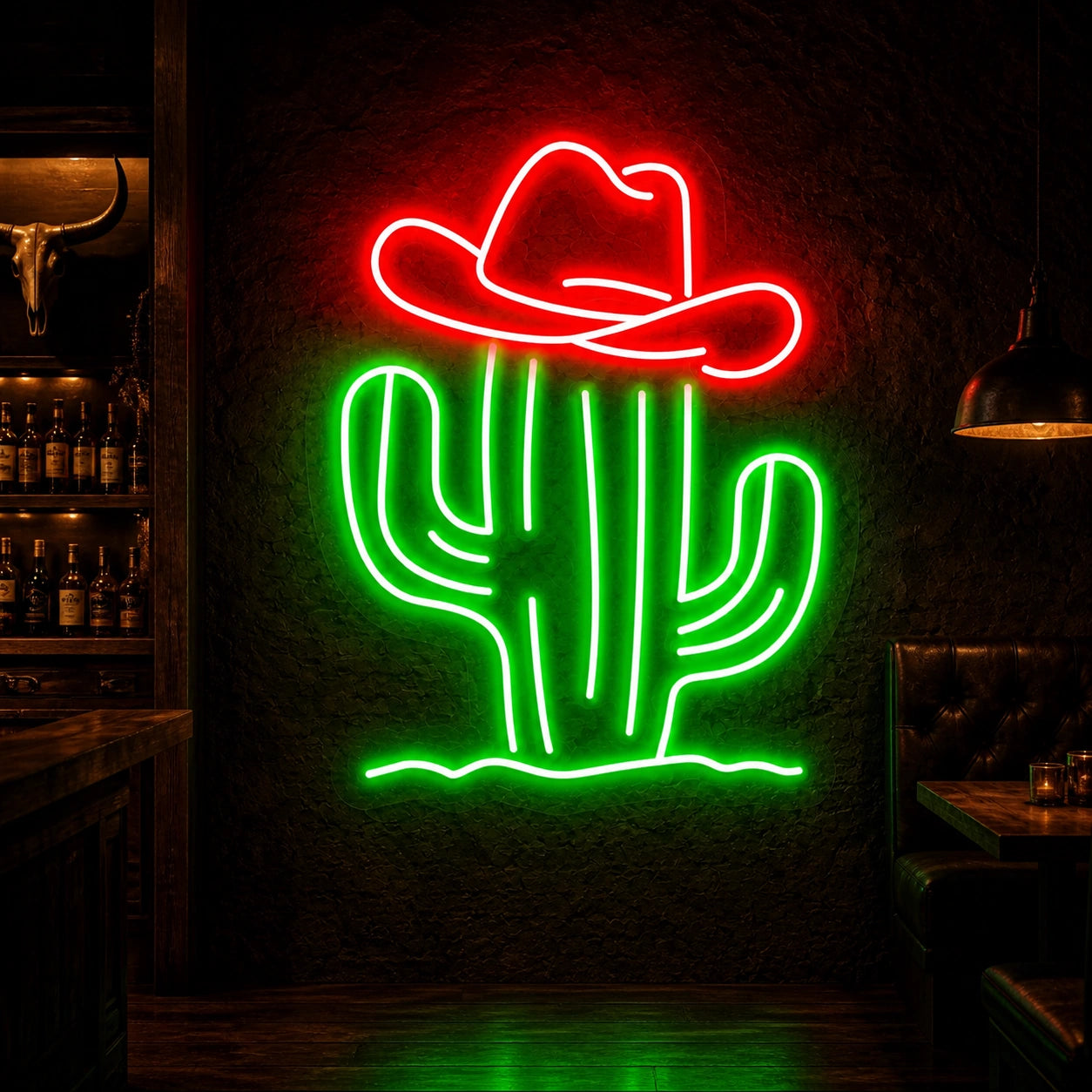Cowboy Hat Cactus Vintage LED Neon Sign high-converting product image