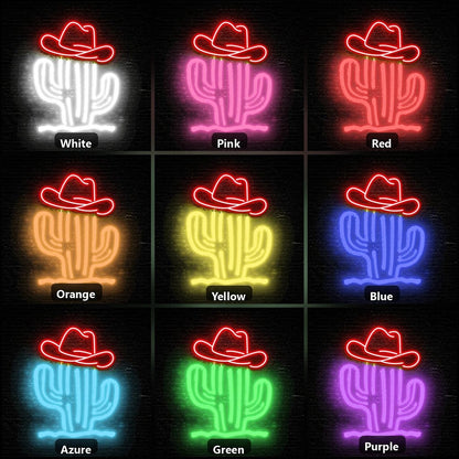 Cowboy Hat Cactus Vintage LED Neon Sign - Shineneon