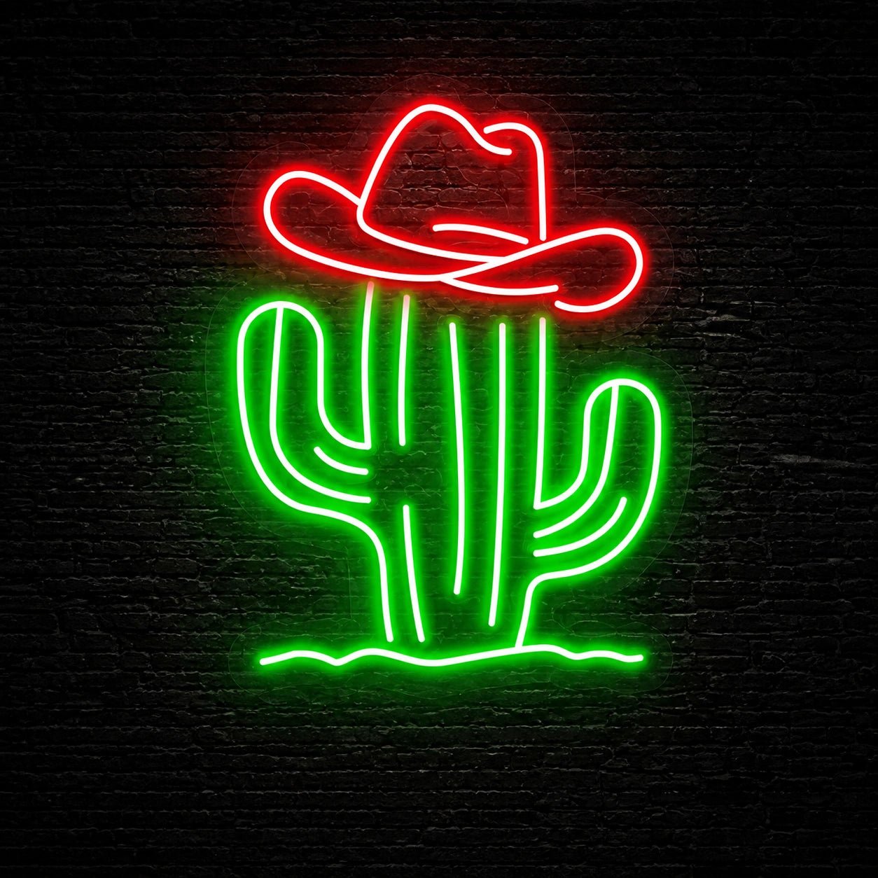Cowboy Hat Cactus Vintage LED Neon Sign - Shineneon