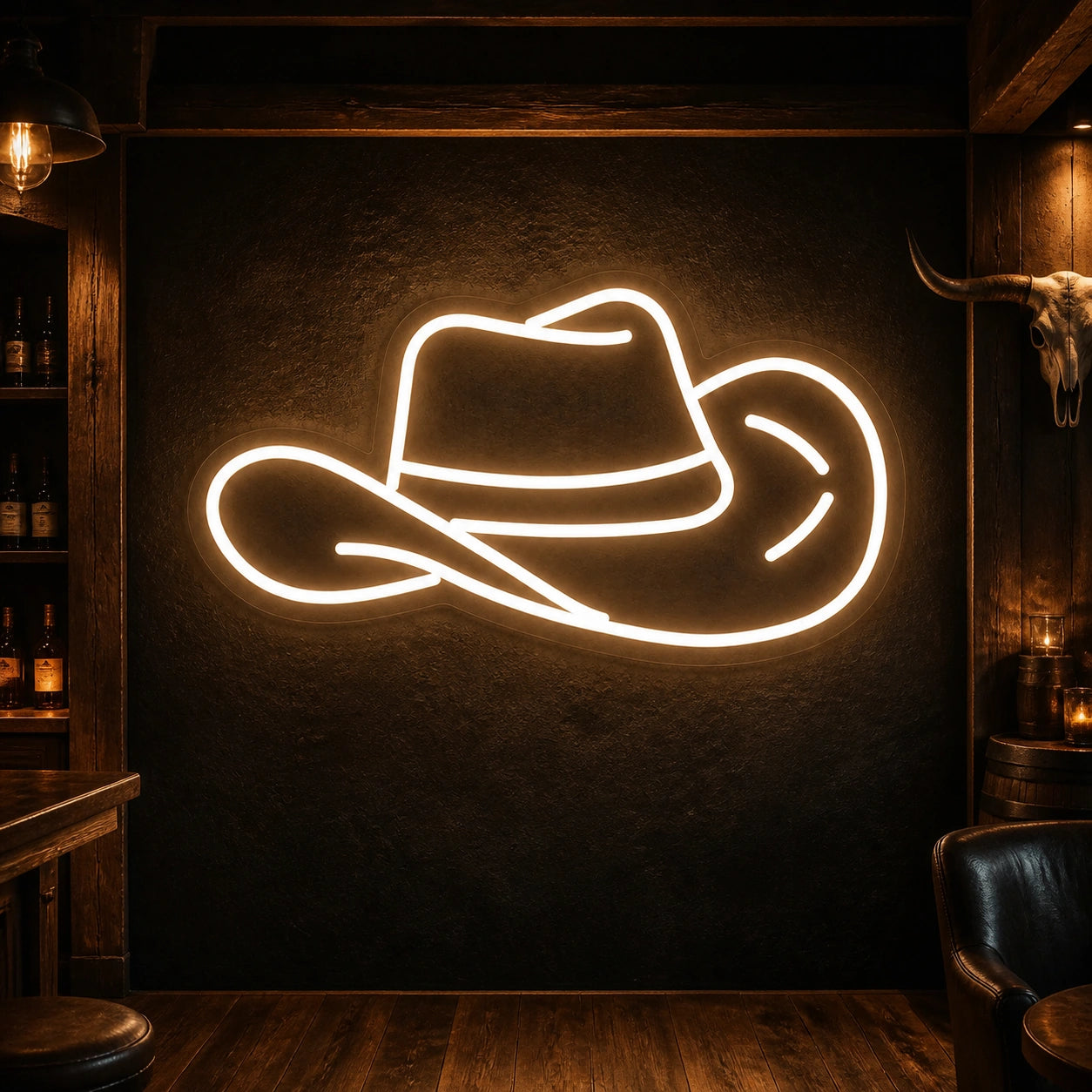 Cowboy Hat Dads Wall Art Vintage LED Neon Sign high-converting product image