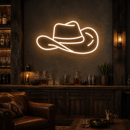 Cowboy Hat Dads Wall Art Vintage LED Neon Sign real lifestyle scene