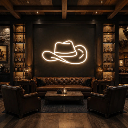 Cowboy Hat Dads Wall Art Vintage LED Neon Sign size image