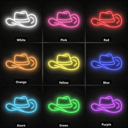 Cowboy Hat Dads Wall Art Vintage LED Neon Sign color grid