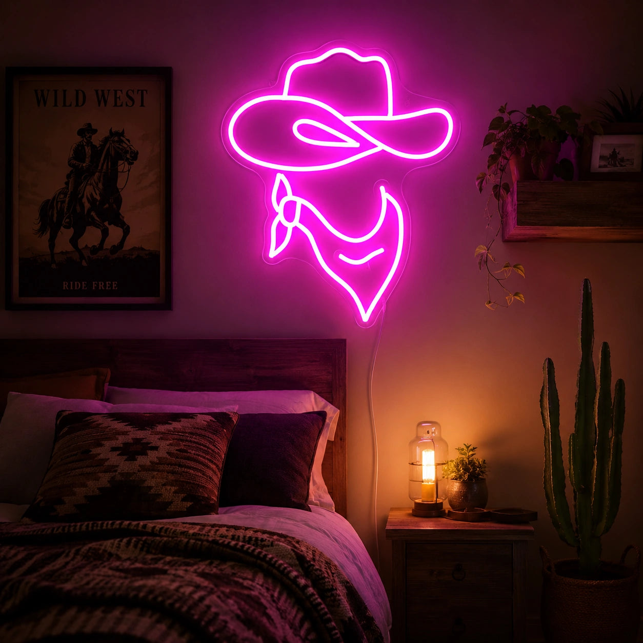 Cowboy Hat Face Neon Sign LED Neon Sign real lifestyle scene