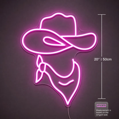 Cowboy Hat Face Neon Sign LED Neon Sign size image